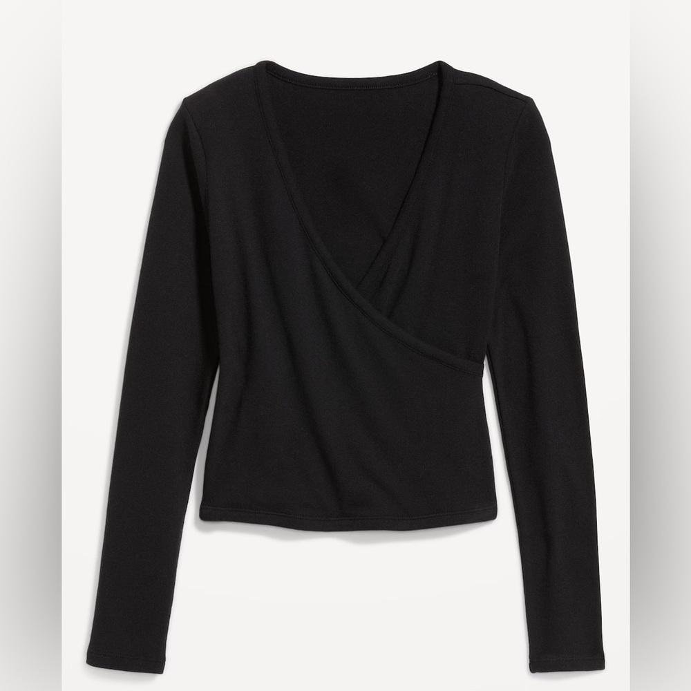 GAP Y2K Black Wrap V Neck Whimsigoth Long Bell Length Sleeves Sweater, Small
